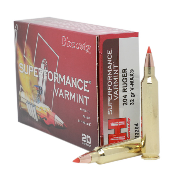 HORNADY AMMO 204 RUGER 32gr V-MAX 20/BX 10/CS