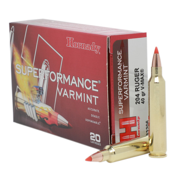 HORNADY AMMO 204 RUGER 40gr V-MAX 20/BX 10/CS