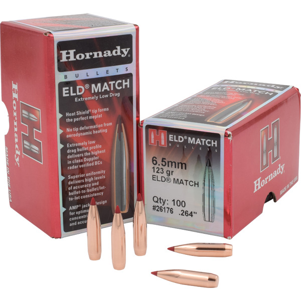 HORNADY 6.5MM (.264) 123gr ELD MATCH BULLET 100/BX