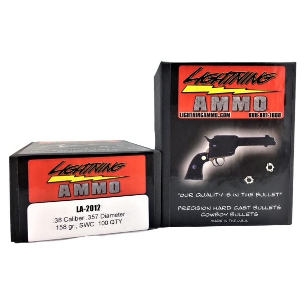 LIGHTNING 38c(.357) 158gr SWC CAST BULLET 100/bx