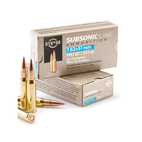 PRVI PARTIZAN AMMO 7.62X51 200gr SUBSONIC FMJBT 20bx 10cs