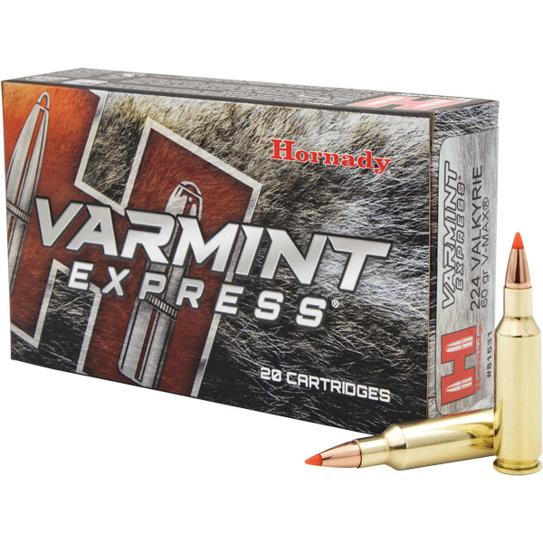 HORNADY AMMO 224 VALKYRIE 60gr V-MAX 20/BX 10/CS