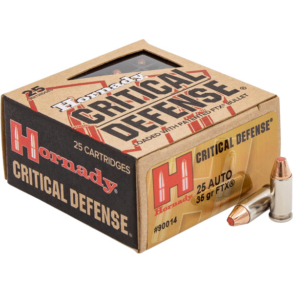 HORNADY AMMO 25 ACP 35gr FTX CRITICAL DEFENSE 25b 10c