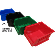 InLine Fabrication 12" AKRO Bin Mounting Rail w/ 3 Blue Bins