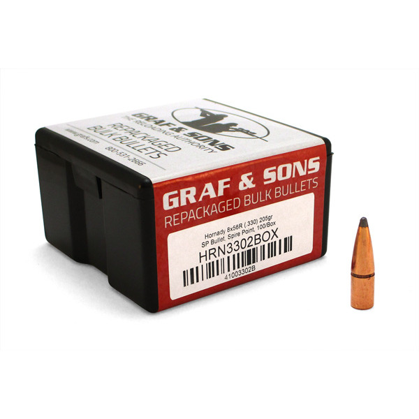 HORNADY 8x56R (.330) 205gr SP BULLET SpirePt 100/BX