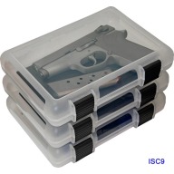 MTM IN-SAFE HANDGUN CLEAR STORAGE CASE 9" 3-pk 4cs