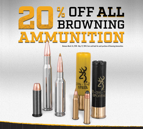 Earn 20% back on purchases of Browning Ammunition.